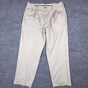 Brooks Brothers Advantage Chino Elliot Mens 38x30 Tan Khaki Pleated Cuffed Pants